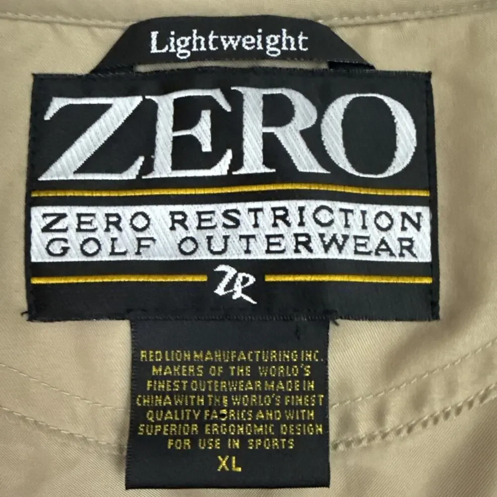 Zero Restriction Mens XL Golf Windshirt Beige Short Sleeve Pullover Anorak